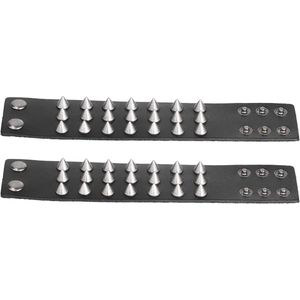 2 stuks bezaaide punk armband met klinknagels en spikes decoratie - retro armbanden van leer