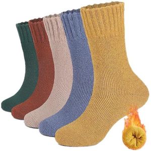 Huissokken - Wintersokken - 5 Paar - Thuissokken - Huissokken Dames en Heren - Verwarmde sokken - Fleece Sokken - Dikke Sokken - Slofsokken - Warme Sokken - Bedsokken - Gevoerde Sokken - Winter Sokken - Cadeautip - KerstPure kleur, eenmaat