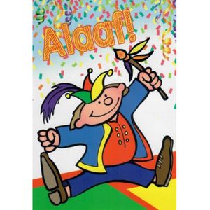 Alaaf! Een feestelijke kaart speciaal voor Carnaval. De kleurrijke kaart met slingers en het feest kan beginnen! Een fijne Carnaval gewenst! Een dubbele wenskaart inclusief envelop en in folie verpakt.