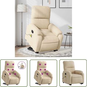 vidaXL Massageruimte - Stapstoel - Sta-op-massagestoel verstelbaar microvezelstof crèmekleurig - Ergonomisch Ontwerp - Luxe Stoel - Relaxfauteuil