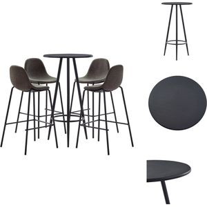 vidaXL Barset Modern Zwart - MDF tafelblad - Stalen frame - Ergonomische barstoelen - 1 bartafel en 4 barstoelen - Set tafel en stoelen