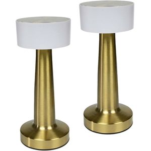 Benson - LED Tafellamp - Goud - Oplaadbaar - Draadloos - 21 cm