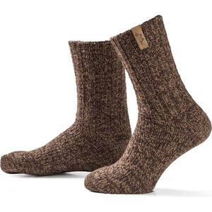 SOXS® Wollen sokken | SOX3549 | Bruin | Kuithoogte | Maat 42-46 | Teckel label