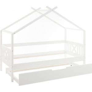 Huisbed - 90x200 cm - met logeerbodem - wit