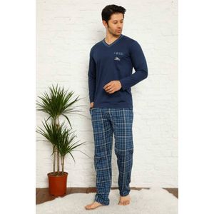 Alimer - Heren Pyjama Set - 100% Katoen - Indigo - Maat L