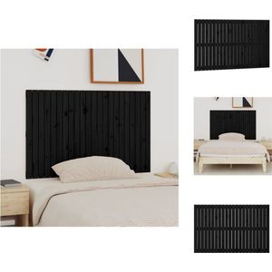 vidaXL Wandhoofdbord - Black - Solid Pine - 140 x 3 x 90 cm - Rustic Design - Bedonderdeel