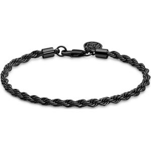 Lucleon - Heren - Roestvrij Staal Schakelarmband - Zwart