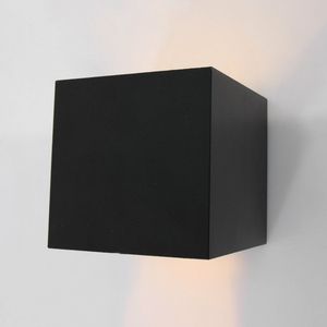 Wandlamp Muro | 2 lichts | zwart / goud | metaal | 10 x 10 cm | modern / sfeervol design