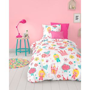 Mistral Home - DEKBEDOVERTREK - katoen renforcé - 140 x 200 cm + 65 x 65 cm - eenpersoons - tekening - roze - Voor kinderen