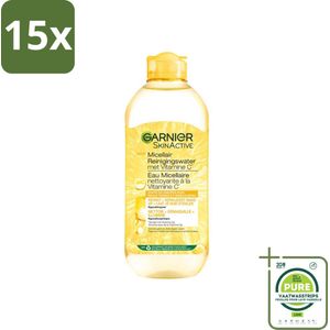 15 x Garnier - SkinActive - Micellair Water - Vitamine C - Reinigingswater - 400 ml - Grootverpakking - Micellair Water - Reinigingswater - Vitamine C - Garnier - Stralende Huid