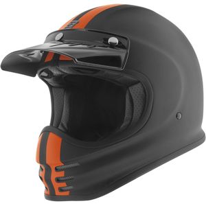 Bogotto V381 Schergo Fiberglass Mat Zwart Oranje Motorhelm - Maat L - Helm
