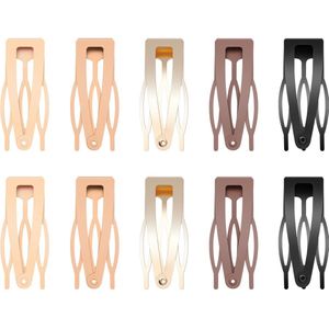 10 sets of double grip hair clips, metal snap hair clips, women's hair accessories, hair salon supplies, hair accessories (black, brown, beige, khaki, gold)