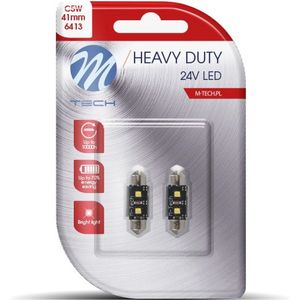 M-Tech LED C5W / C10W 24V - 41MM - Heavy Duty - 2x Led diode - Canbus -Wit - Set