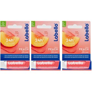 Labello Stick Peach Shine - 3 x 4.8 Gram - Vegan