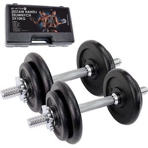 Halterset / Dumbbellset 20 kg gietijzer met koffer - Zilver/Chroom