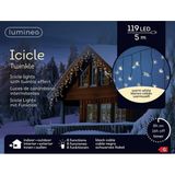 Kerstverlichting - Lumineo - IJspegel - Lichtgordijn - 5 meter - IJspegel - 119 LED's - zwart snoer - warm wit - voor binnen & buiten