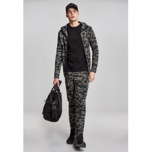 Urban Classics - Interlock Camo Vest met capuchon - Camouflage - S - Zwart/Zwart