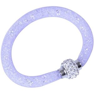 Fako Bijoux® - Armband - Sterrenstof Disco Dots - Paars/Wit