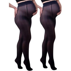 Mamsy - 2-Pack Half-Sheer Zwangerschapspanty 40den - Marine - S