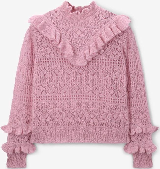 Sissy-Boy - Ajour Trui - Roze - Met Ruffles