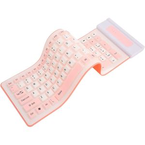 Zacht siliconen toetsenbord, 2.4G draadloos, 107 toetsen, waterdicht, oliebestendig, opvouwbaar toetsenbord, helder, ergonomisch toetsenbordontwerp, volledig stil in gebruik (roze)