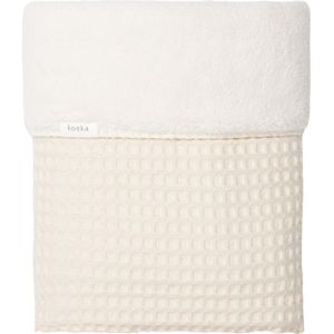 Koeka baby wiegdeken Oslo - wafelstof met teddy - naturel - 75x100 cm