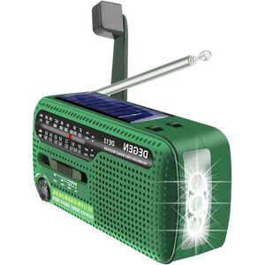 Wind Up Solar FM AM SW Emergency Weer Radio Zaklamp SOS Alarm Oplaadbare Mobiele Telefoon voor Nood Outdoor Gebruik - Groen