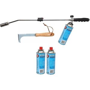 Onkruidbrander / onkruidverdelger op gas + 3x gasbus en gratis onkruidkrabber