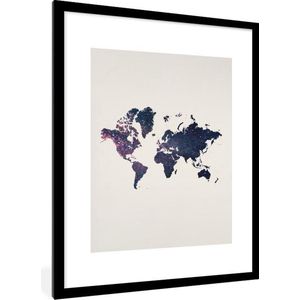 Fotolijst incl. Poster - Wereldkaart - Galaxy - Wit - 60x80 cm - Posterlijst