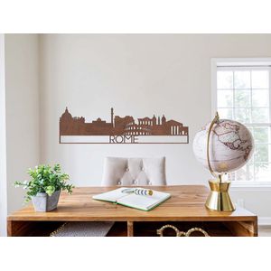 HOUTEN WANDDECORATIE / WOODEN WALL DECORATION - MUURDECORATIE / WALL ART - Skyline - Rome - 95 x 27cm - DONKER HOUT / DARK WOOD - DESIGN WANDFIGUUR - ECHT HOUT - REAL WOOD - CITY - CITYTRIP - EYECATCHER - STAD