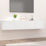 The Living Store Televisiekast - TV-meubel - Wit - 80x30x30 cm - Bewerkt hout