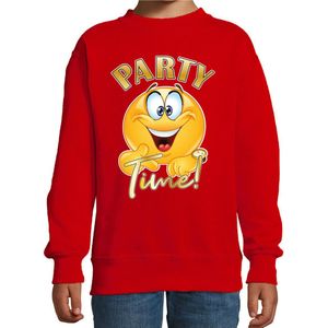 BD Verkleed sweater voor kinderen - party time emoji - rood - themafeesten/Carnaval 110/116
