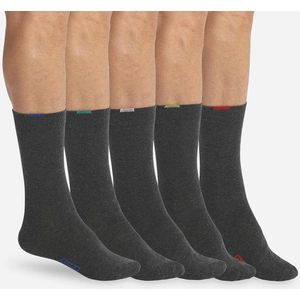 Heren Sokken met Versterkte Hiel en Tenen - 5 Stuks, Grijs, Maat 43-46 EU