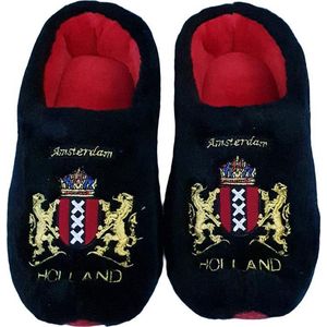 Hollandse Klomp Sloffen – Zwarte – Wapen Amsterdam – Warme Sloffen – Maat 20 / 21