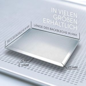 Geperforeerde plaat 45,5 x 37,5 cm met antiaanbaklaag bakplaat taartplaat baguetteplaat pizzaplaat Compartible/Vervanging voor oven Bosch Neff Siemens
