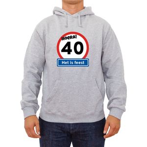 Trui Hoera 40 jaar |Fotofabriek Trui Hoera het is feest |Grijze trui maat XL|Verjaardagscadeau| Unisex trui verjaardag (XL)