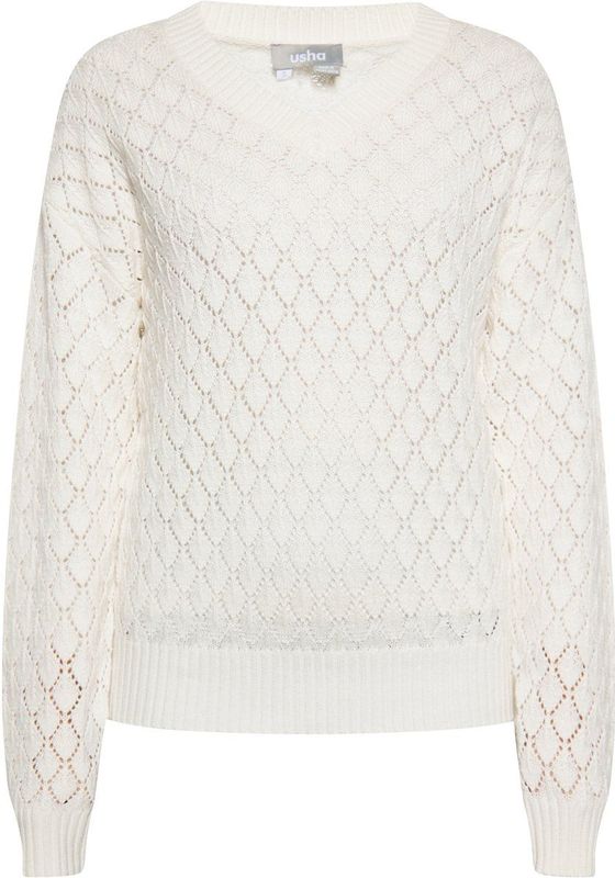 Usha - Gebreide Trui - V-hals - Casual - Geometrisch Patroon