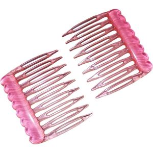 Haarkam-Zijkam transparant fel roze mini