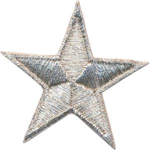 5x lurex ster stofapplicatie opstrijkbaar - zilver - 5 sterren - sterretjes - applicatie - embleem - 25mm - 5 punts