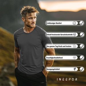 Merino Shirt Heren Korte Mouwen Funktionshirt UV Sportshirt Koeling Ademend Schneldrogend