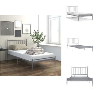 vidaXL Bedframe - Eenpersoons - Metaal - Grijs - 208x96x97.5 cm - Montage vereist - Bed