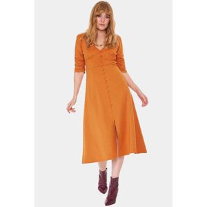 Voodoo Vixen - Button Front Midi Lange jurk - XS - Oranje