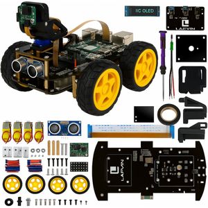 SyncGear 4WD Robot Bouwpakket Geschikt voor Raspberry Pi - Robot Programmeren met Python of Linux - Robot Bouwen - Raspberry Pi Kit - Robot met Bluetooth & Camera - Met Complete Handleiding & Modules