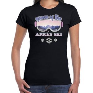 Bellatio Decorations Apres ski t-shirt voor dames - Queen of the apres ski - zwart - skien XL