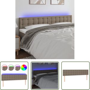 The Living Store Hoofdeind LED-strip - 180 x 5 x 78/88 cm - Kleur- taupe - Duurzaam materiaal - Kleurrijke LED-verlichting