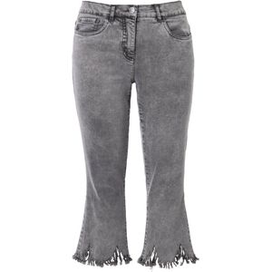 Angel of Style Angel of Style - Dames - 3/4-jeans uitlopende gerafelde zoom 5-pocket - Grijs denim - Maat 56