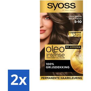 2 x SYOSS - Oleo Intense 5-10 - Haarverf - Permanente Haarkleuring - Cool Bruin - Langdurige Kleur - Permanente Haarkleuring - Haarkleur - Koele Bruine Haarkleur - Haarkleuring Zonder Ammoniak - Arganolie