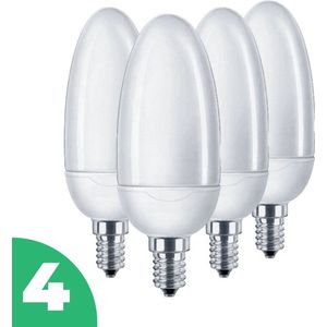 Sidef Kaarslamp Spaarlamp E14 - 11W - Daglicht - Niet Dimbaar - 4 stuks