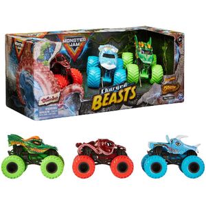 Monster Jam - Charged Beasts - 3 Trucks - Speelgoedvoertuig - Schaal 1:64