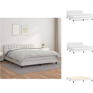 vidaXL Boxspringbed - Luxe kunstleren bedframe - Pocketvering matras - Huidvriendelijk topmatras - Wit - 203 x 180 x 78/88 cm - Bed